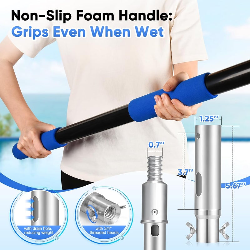 GADFISH Pool Pole Telescopic, 16FT Reach Aluminium Telescoping Pole with 4 Baffle Locks, Universal Extension Pole for Skimmer Nets, Rakes, Brushes and Vacuum Heads -Swimming Pool Cleaning Tools - Image 4